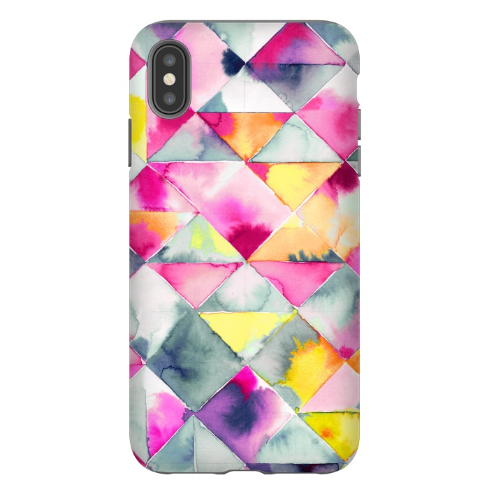 iPhone Xs Max StrongFit Watercolor Squares Triangles Fresh by Ninola Design