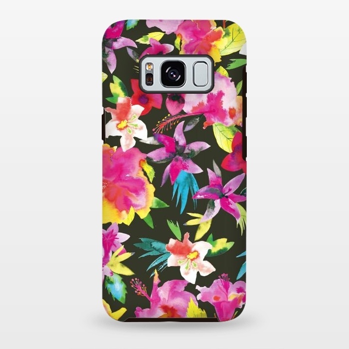 Galaxy S8 plus StrongFit Caribbean Flowers and Palms by Ninola Design