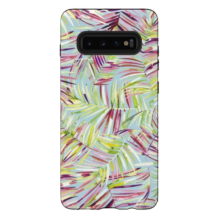 Galaxy S10 plus StrongFit Tranquility Tropical Palms by Ninola Design
