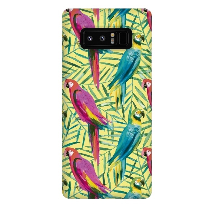 Galaxy Note 8 StrongFit Tropical Parrots and Palms by Ninola Design
