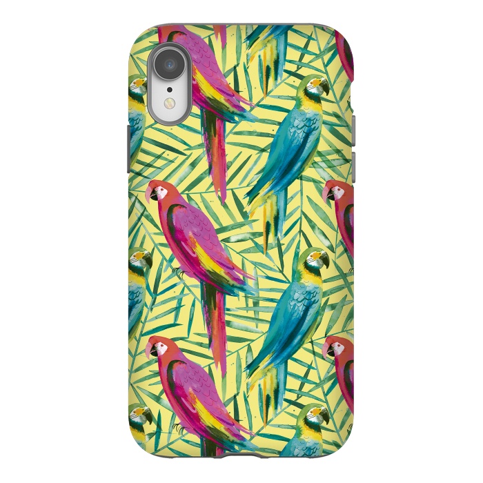 iPhone Xr StrongFit Tropical Parrots and Palms by Ninola Design