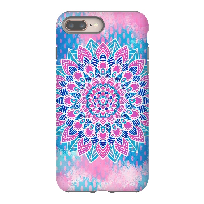 iPhone 7 plus StrongFit Pink blue Mandala flower  by Jms