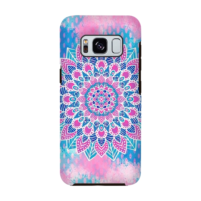 Galaxy S8 StrongFit Pink blue Mandala flower  by Jms