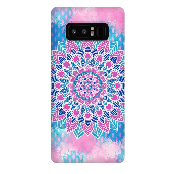 Galaxy Note 8 StrongFit Pink blue Mandala flower  by Jms