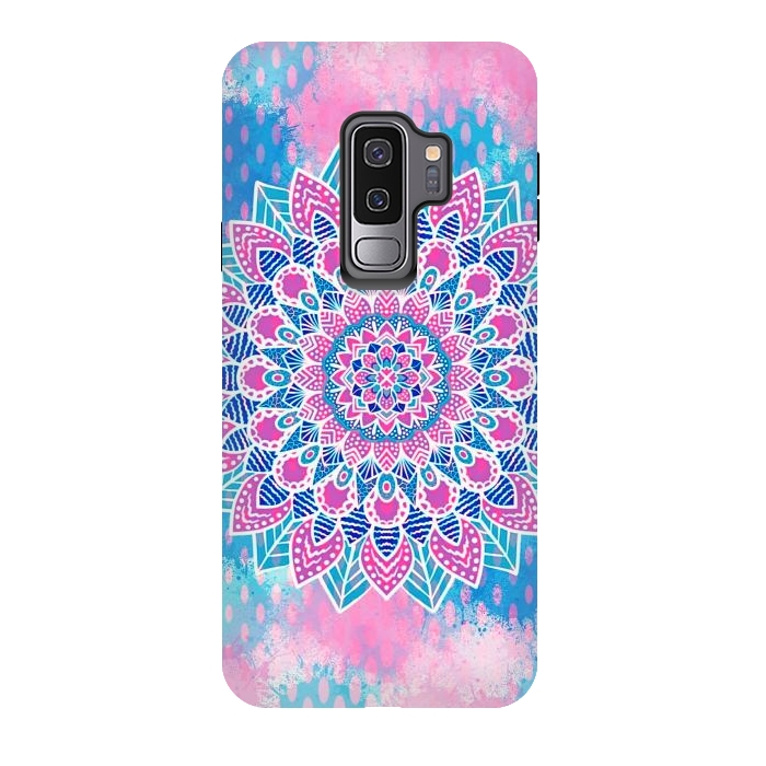 Galaxy S9 plus StrongFit Pink blue Mandala flower  by Jms
