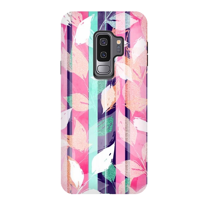 Galaxy S9 plus StrongFit Cute Violet foliage brush paint design  by InovArts