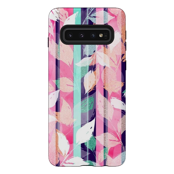 Galaxy S10 StrongFit Cute Violet foliage brush paint design  by InovArts