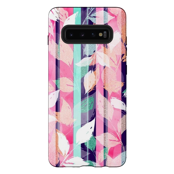 Galaxy S10 plus StrongFit Cute Violet foliage brush paint design  by InovArts