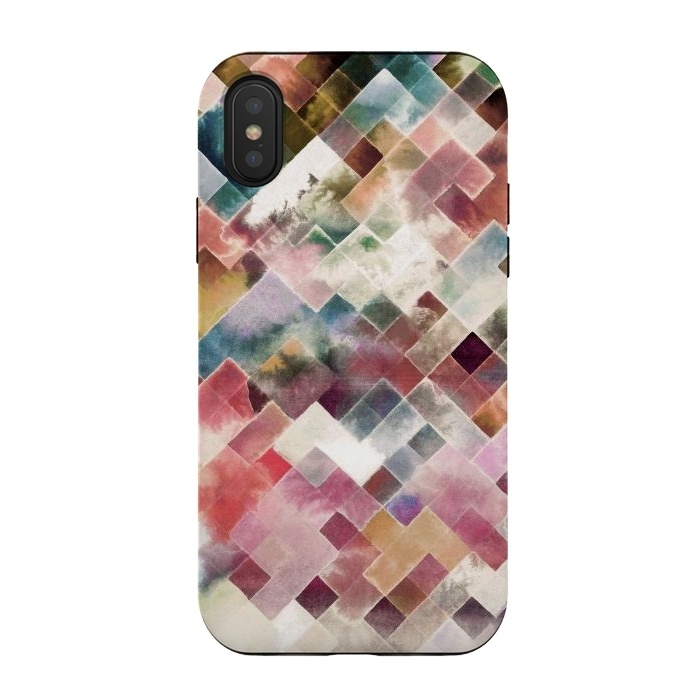 iPhone Xs / X StrongFit Moody Geometry Multicolored by Ninola Design
