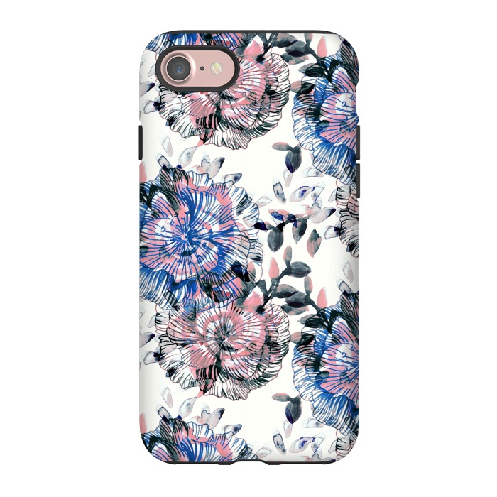 iPhone 7 StrongFit Watercolor painted flowers and foliage by Oana 