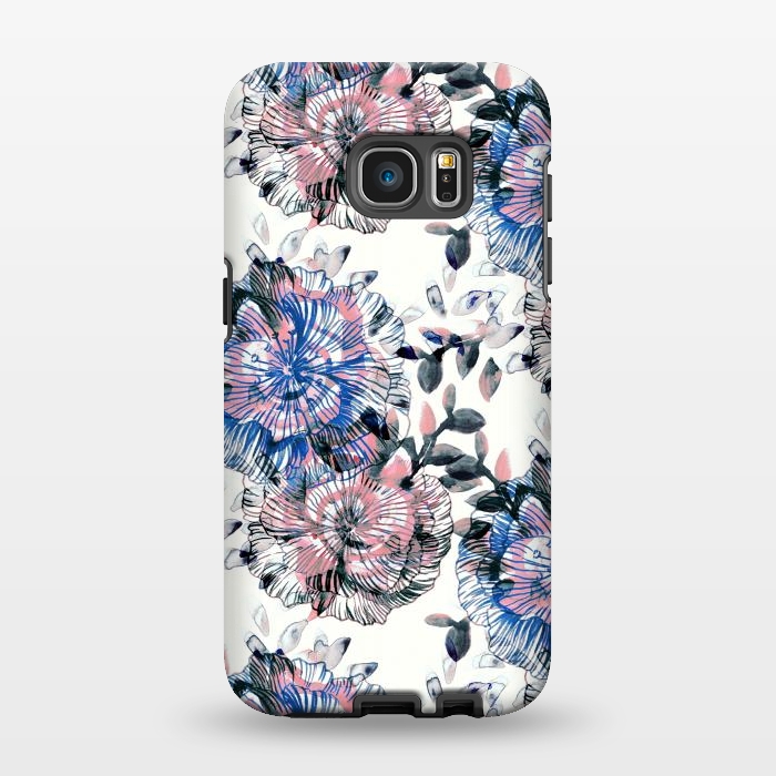 Galaxy S7 EDGE StrongFit Watercolor painted flowers and foliage by Oana 