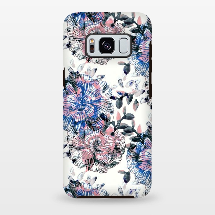 Galaxy S8 plus StrongFit Watercolor painted flowers and foliage by Oana 