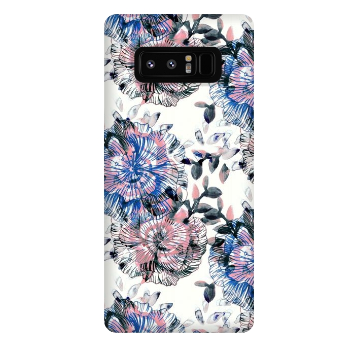 Galaxy Note 8 StrongFit Watercolor painted flowers and foliage by Oana 