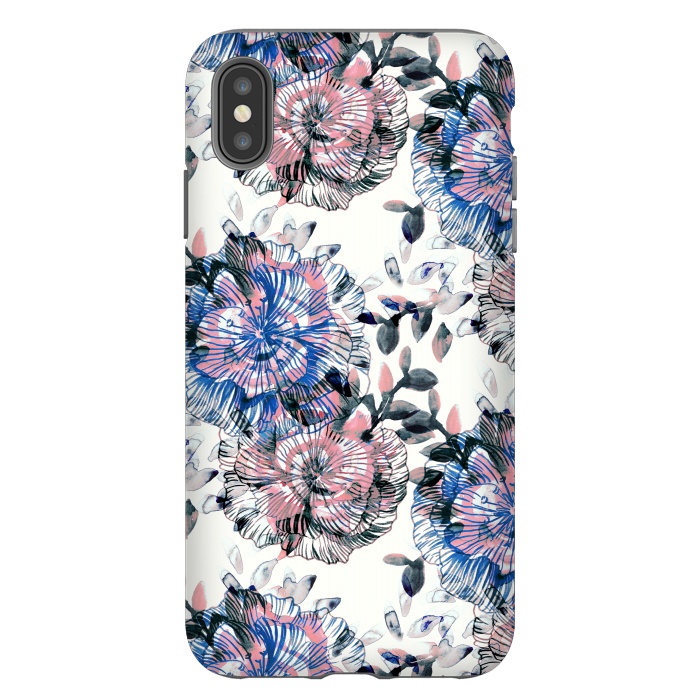 iPhone Xs Max StrongFit Watercolor painted flowers and foliage by Oana 