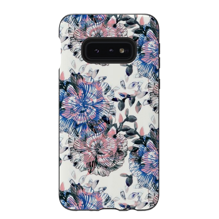 Galaxy S10e StrongFit Watercolor painted flowers and foliage by Oana 