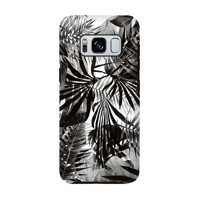 Galaxy S8 StrongFit Silver black metallic tropical leaves by Oana 
