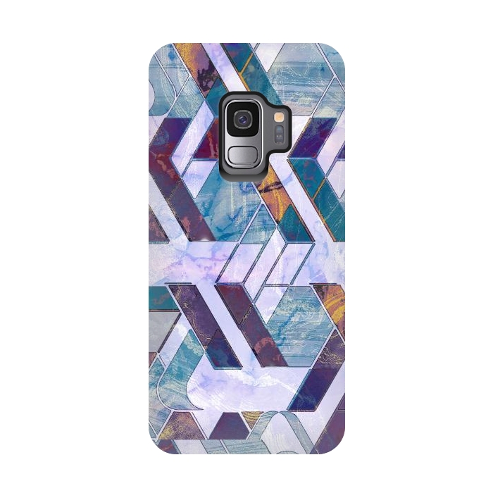 Galaxy S9 StrongFit Pastel geometric marble tiles by Oana 