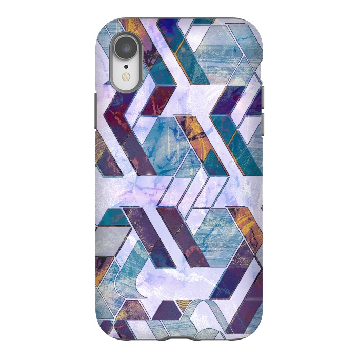 iPhone Xr StrongFit Pastel geometric marble tiles by Oana 