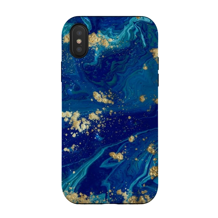 iPhone Xs / X StrongFit Marble In Blue And Gold 21 by ArtsCase