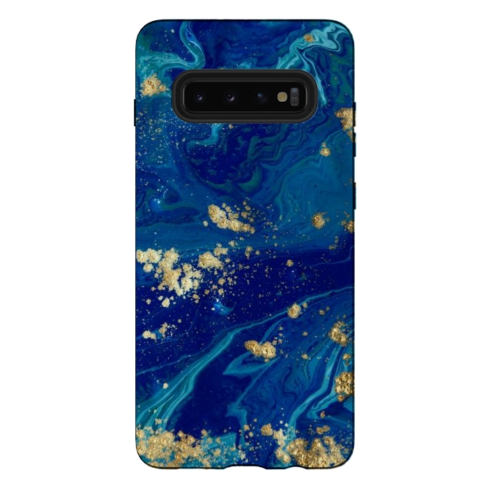 Galaxy S10 plus StrongFit Marble In Blue And Gold 21 by ArtsCase