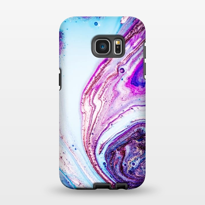 Galaxy S7 EDGE StrongFit Watercolors In Blue And Purple  by ArtsCase