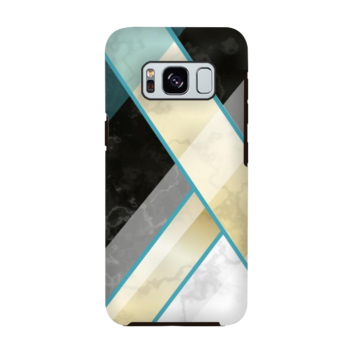 Galaxy S8 StrongFit Vertical Green Lines On Marble  by ArtsCase