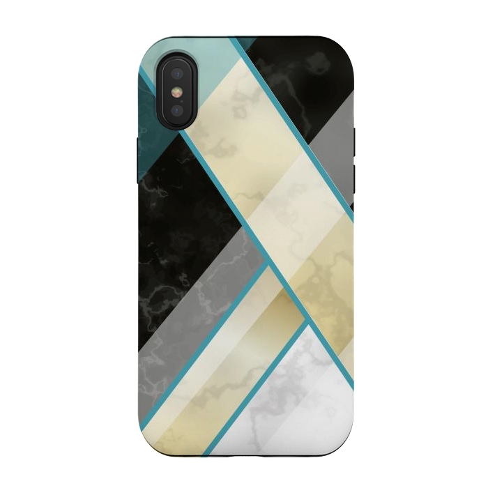 iPhone Xs / X StrongFit Vertical Green Lines On Marble  by ArtsCase