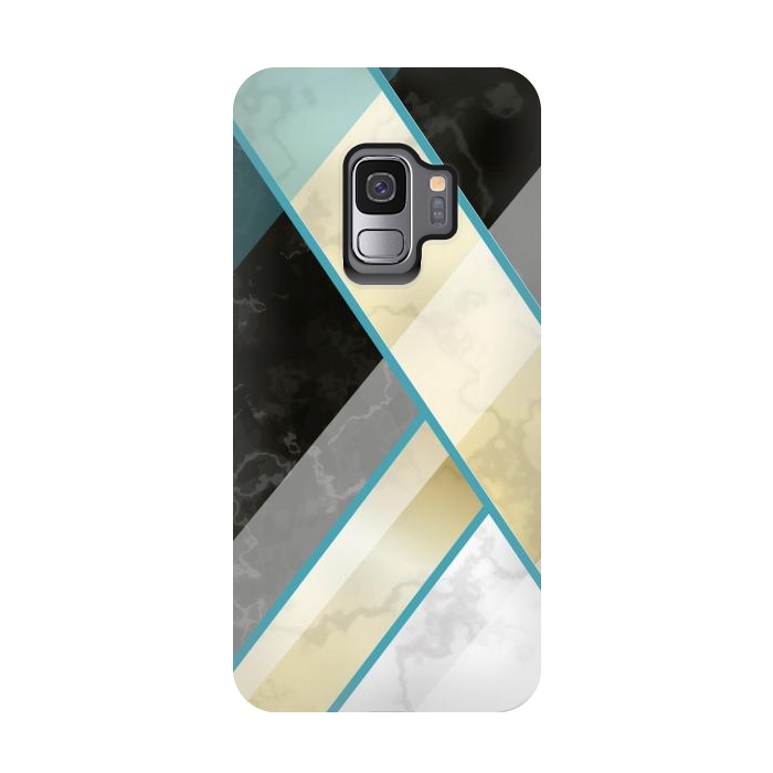 Galaxy S9 StrongFit Vertical Green Lines On Marble  by ArtsCase