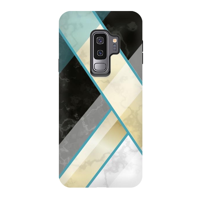 Galaxy S9 plus StrongFit Vertical Green Lines On Marble  by ArtsCase