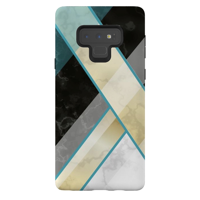 Galaxy Note 9 StrongFit Vertical Green Lines On Marble  by ArtsCase