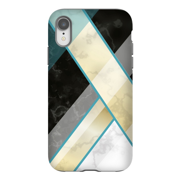 iPhone Xr StrongFit Vertical Green Lines On Marble  by ArtsCase