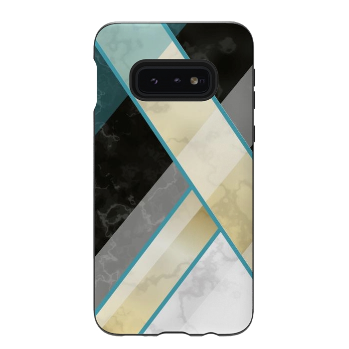Galaxy S10e StrongFit Vertical Green Lines On Marble  by ArtsCase