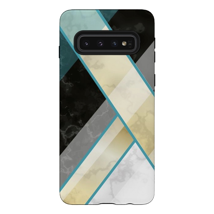 Galaxy S10 StrongFit Vertical Green Lines On Marble  by ArtsCase