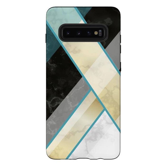 Galaxy S10 plus StrongFit Vertical Green Lines On Marble  by ArtsCase