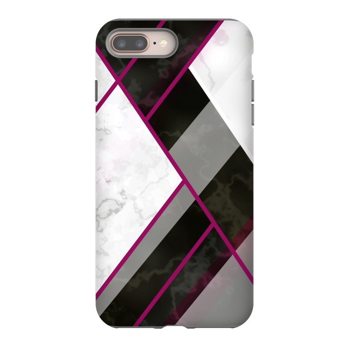 iPhone 7 plus StrongFit Vertical Magenta Lines On Marble by ArtsCase