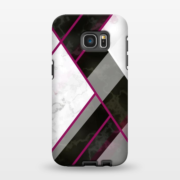 Galaxy S7 EDGE StrongFit Vertical Magenta Lines On Marble by ArtsCase