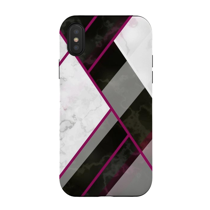 iPhone Xs / X StrongFit Vertical Magenta Lines On Marble by ArtsCase