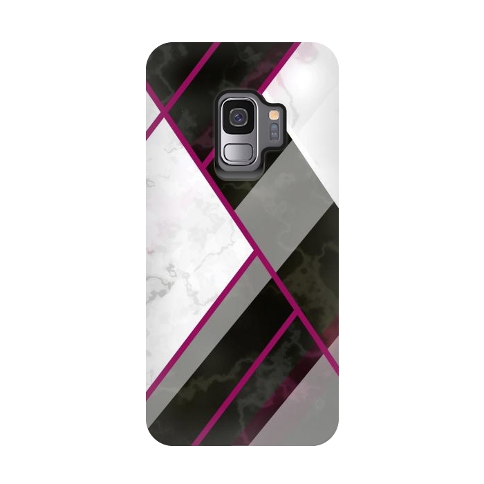 Galaxy S9 StrongFit Vertical Magenta Lines On Marble by ArtsCase