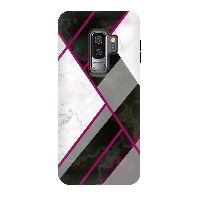 Galaxy S9 plus StrongFit Vertical Magenta Lines On Marble by ArtsCase