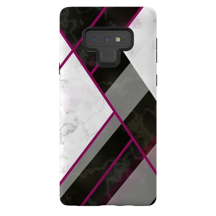 Galaxy Note 9 StrongFit Vertical Magenta Lines On Marble by ArtsCase