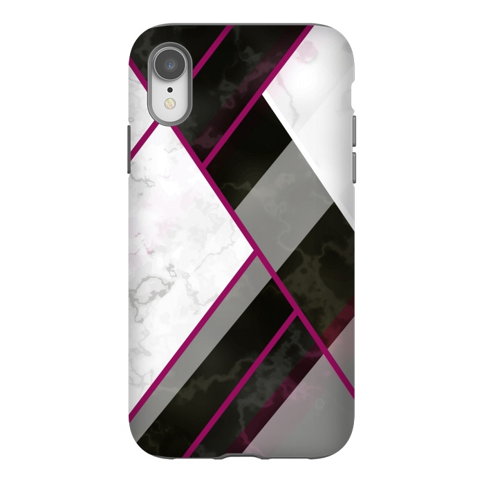 iPhone Xr StrongFit Vertical Magenta Lines On Marble by ArtsCase