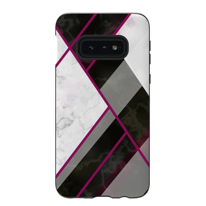 Galaxy S10e StrongFit Vertical Magenta Lines On Marble by ArtsCase
