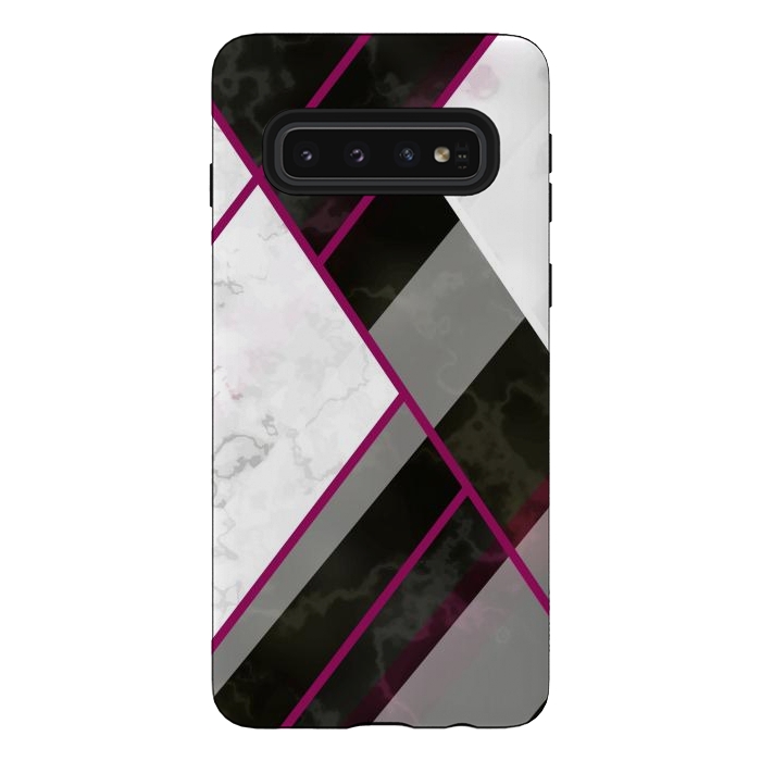 Galaxy S10 StrongFit Vertical Magenta Lines On Marble by ArtsCase