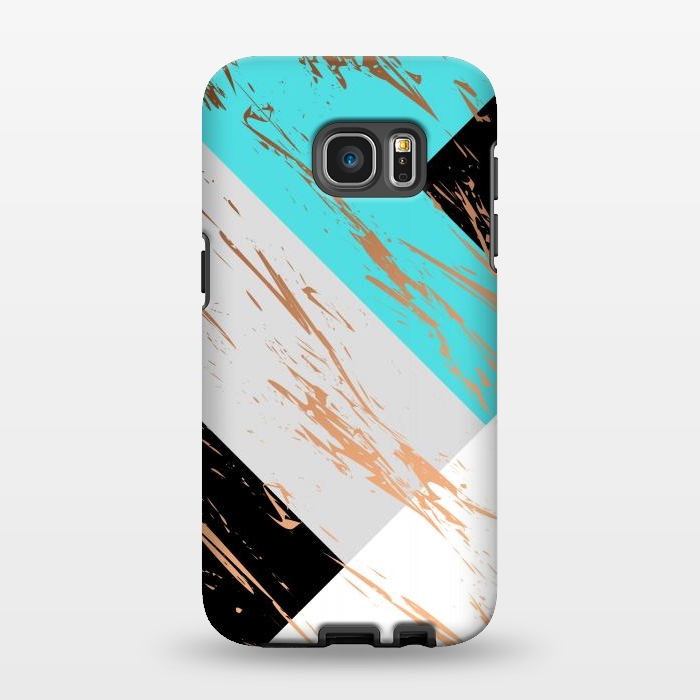 Galaxy S7 EDGE StrongFit Aquamarine With Gold On Marble Background by ArtsCase