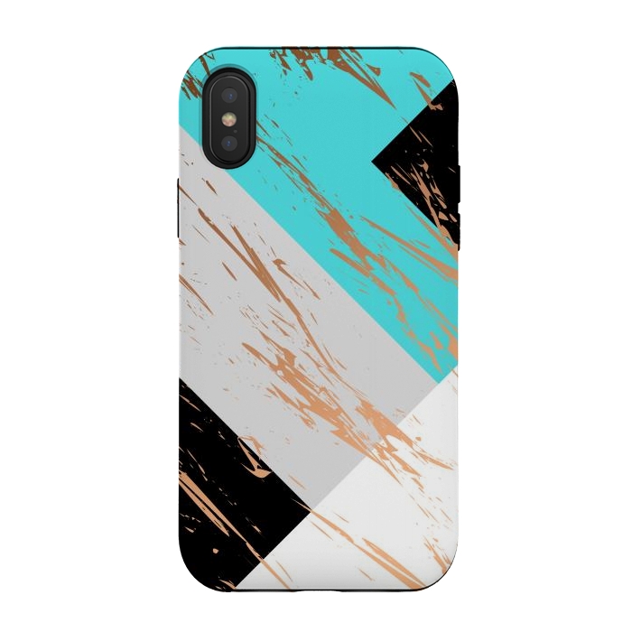 iPhone Xs / X StrongFit Aquamarine With Gold On Marble Background by ArtsCase