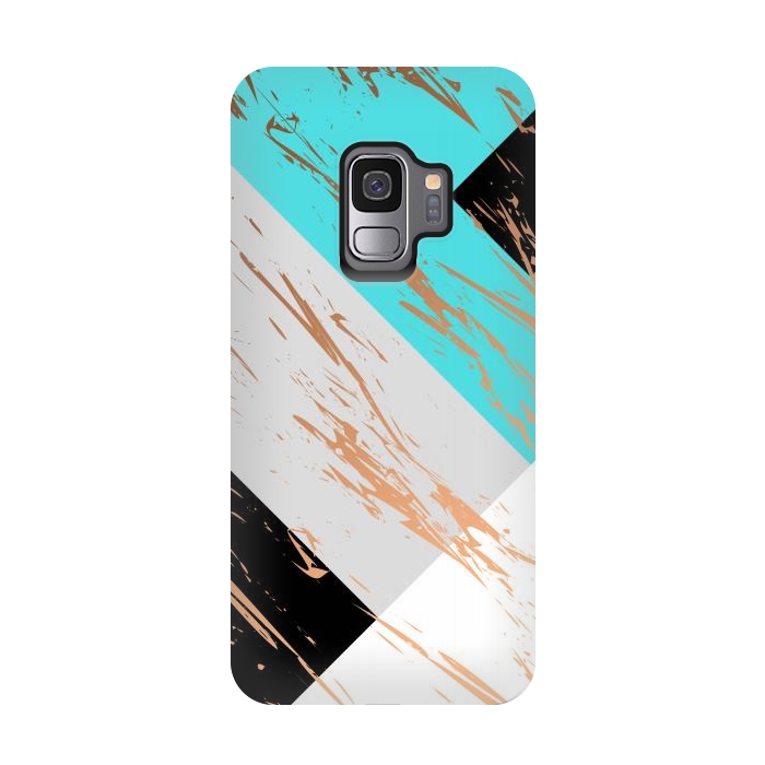 Galaxy S9 StrongFit Aquamarine With Gold On Marble Background by ArtsCase