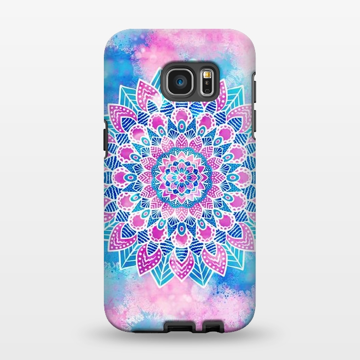 Galaxy S7 EDGE StrongFit Pink blue flower mandala by Jms