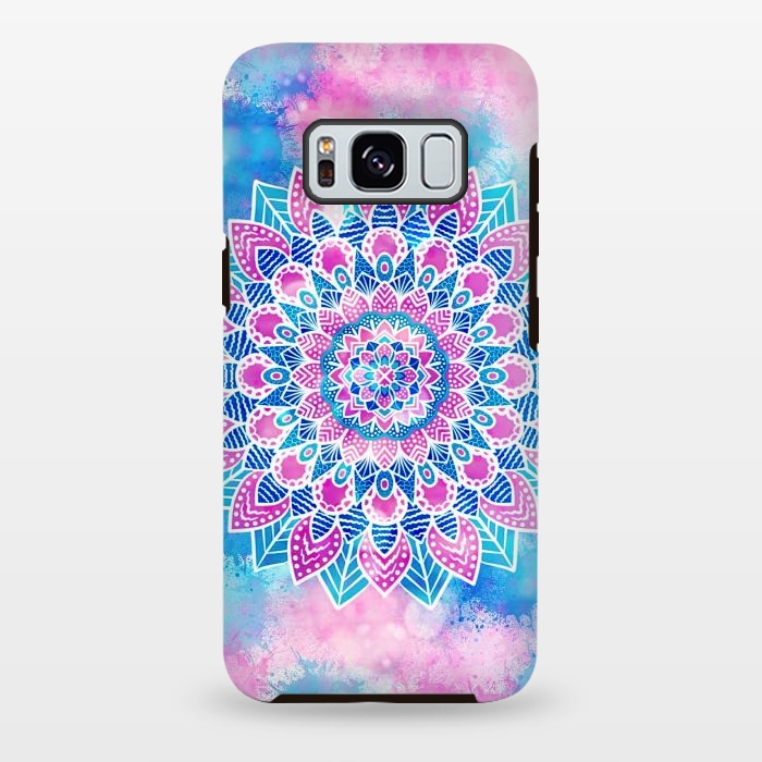 Galaxy S8 plus StrongFit Pink blue flower mandala by Jms