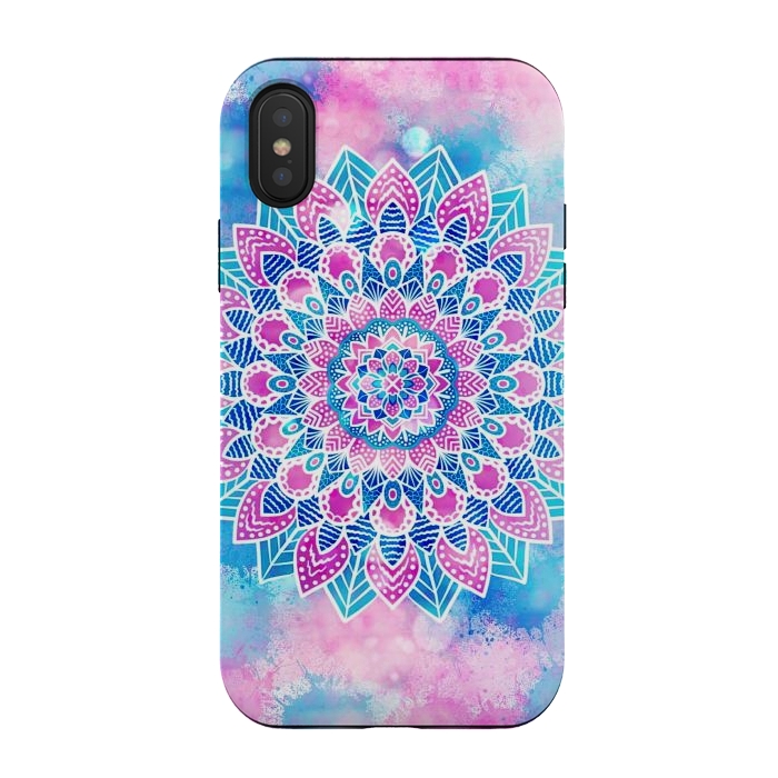 iPhone Xs / X StrongFit Pink blue flower mandala by Jms