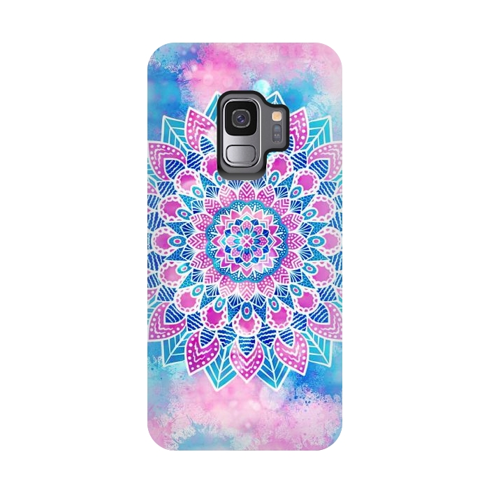 Galaxy S9 StrongFit Pink blue flower mandala by Jms